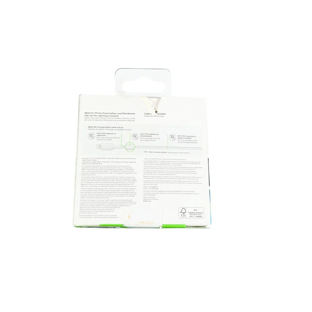 Aa3O‎ Belkin BoostCharge Pro (2 Pack) USB-C Cable to Lighting 3.3 ft White